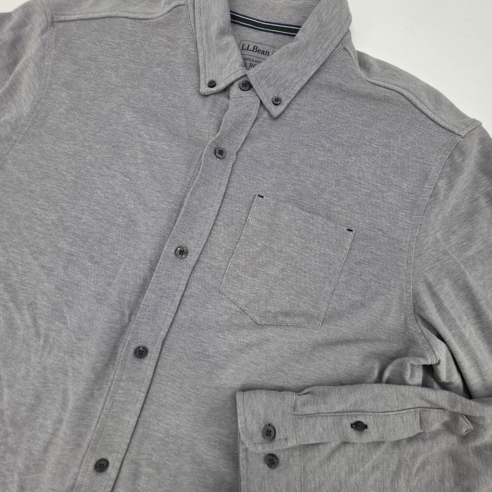 L.L. BEAN‎ SLIGHTLY FITTED BUTTON DOWN LONG SLEEVE SHIRT MENS XL GRAY PREPPY EUC